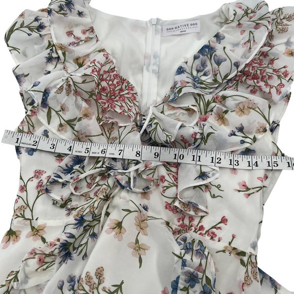 Native Daughter‎ White with Blue, Pink, Green Floral Dress Size Medium - Picture 4 of 6